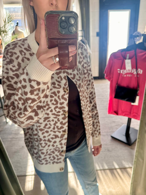 Chunky Leopard Cardigan Sweater