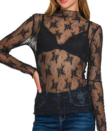  Long Sleeve Lace Top
