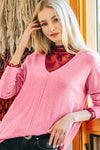 Long Sleeve Floral Mesh Lace Top | Cabernet