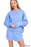 Fleece Sweatshirt & Shorts Set | Cornflower Blue