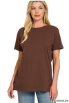 Boyfriend Round Neck Tee | Chocolate