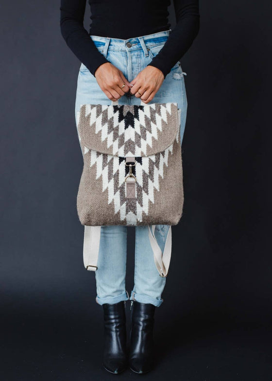 Taupe, Cream & Black Aztec Backpack