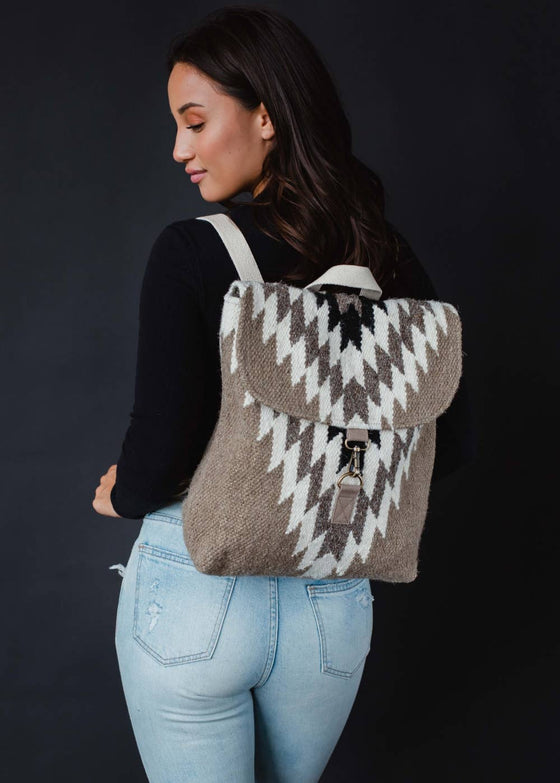 Taupe, Cream & Black Aztec Backpack