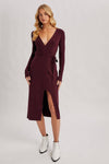 Ribbed Wrap Midi Dress