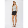 High Rise Split Detailed Denim Shorts