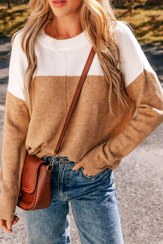 Colorblock Round Neck Sweater