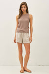 Round Neck Slub Knit Top Tank
