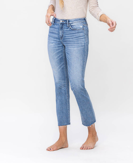 Mid Rise Slim Straight Jeans