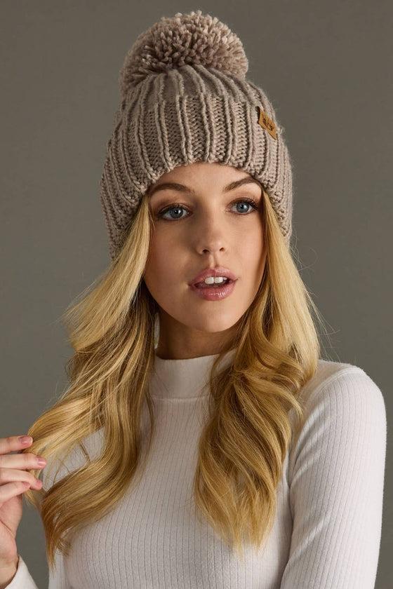 Taupe Knit Pom Hat