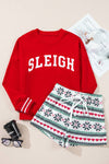 Sleigh Long Sleeve and Wide Leg Shorts Lounge Set