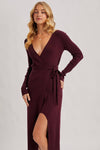 Ribbed Wrap Midi Dress