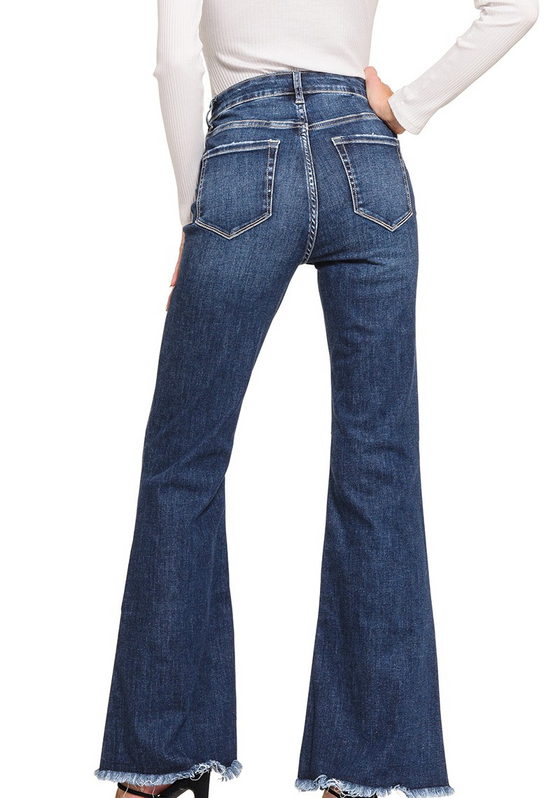High Rise Bell Bottom Jeans - Zenana
