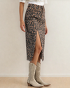 Leopard Denim Midi Skirt