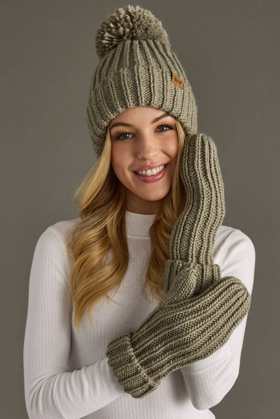 Dusty Sage Knit Pom Hat