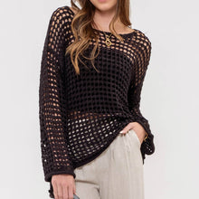  Oversized Sheer Crochet Pullover