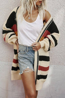  Earthy Striped Chunky Cardigan