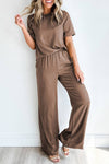 Short Sleeve Lounge Set: Mocha Brown