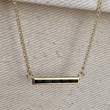  CZ Bar Necklace: Black