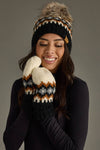 Cream, Rust, Black & Gray Pom Hat