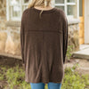 Reg Long Sleeve V Neck Top with Chest Pocket by Andrée: Chocolate