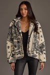 Cream & Black Paisley Fleece Coatigan