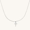 Silver Crystal Cross Necklace