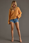 Orange Knit Cropped Button Up Cardigan