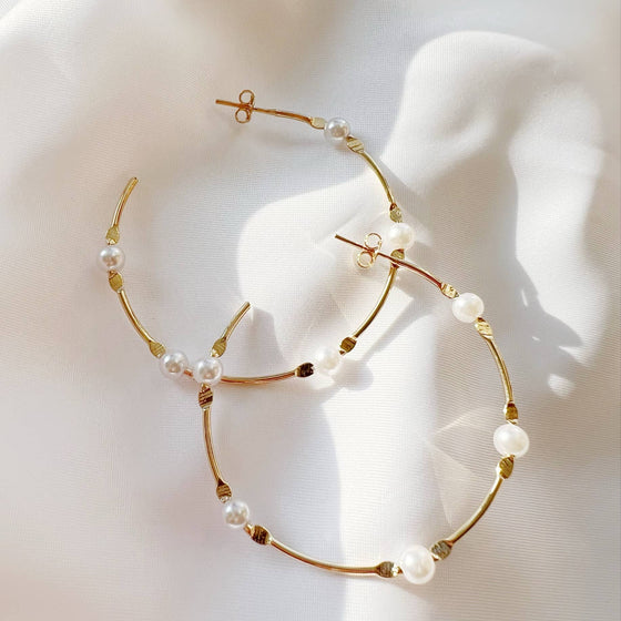 Saltwater Pearl Statement Hoops