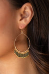 Gold Hoop Earrings with Olive Beads