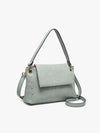 Juliana Flapover Shoulder Bag w/ Studded Detail | Grey Teal