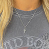 Silver Crystal Cross Necklace