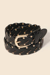 Braided Design Fashion Vegan Leather Belt | Black