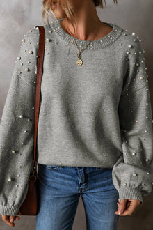  Long Sleeve Pearl Pullover Sweater