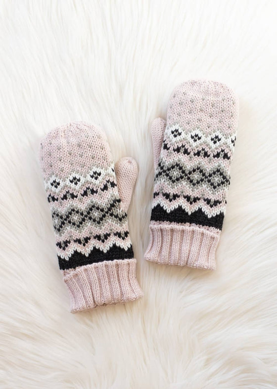 Blush, Sage, Black & White Mittens