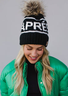  Black & White Apres Pom Hat