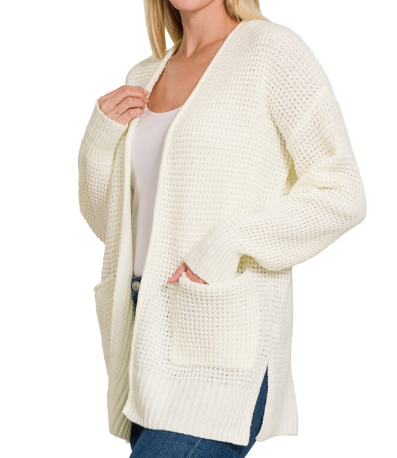 Zenana Waffle Cardigan