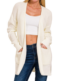  Zenana Waffle Cardigan